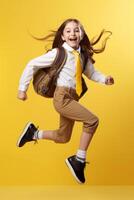 child with backpack and books back to school photo