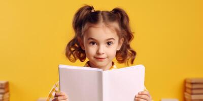 child with backpack and books back to school photo