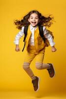 child with backpack and books back to school photo