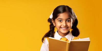 child with backpack and books back to school photo