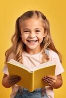 child with backpack and books back to school photo