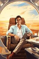 Arab businessman in a private jet photo