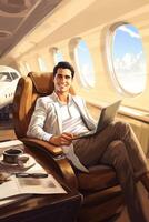 Arab businessman in a private jet photo
