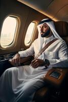 Arab businessman in a private jet photo