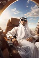 Arab businessman in a private jet photo