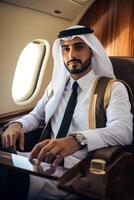 Arab businessman in a private jet photo