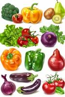 vegetables and fruits on a white background photo