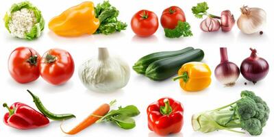 vegetables and fruits on a white background photo