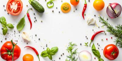 vegetables and fruits on a white background photo