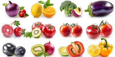 vegetables and fruits on a white background photo