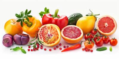 vegetables and fruits on a white background photo