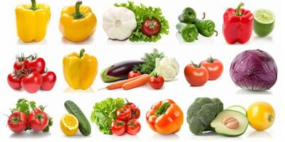 vegetables and fruits on a white background photo