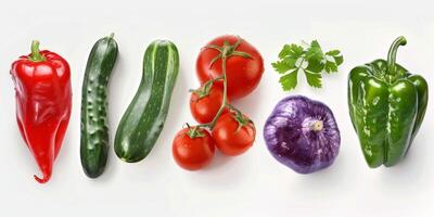 vegetales y frutas en un blanco antecedentes foto