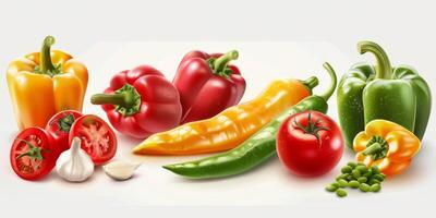 vegetables and fruits on a white background photo