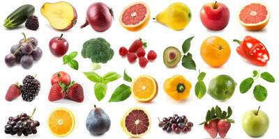 vegetables and fruits on a white background photo