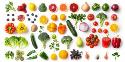 vegetables and fruits on a white background photo