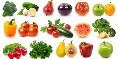 vegetables and fruits on a white background photo