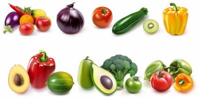 vegetables and fruits on a white background photo