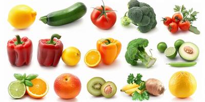 vegetables and fruits on a white background photo