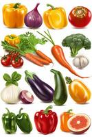 vegetables and fruits on a white background photo