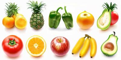 vegetables and fruits on a white background photo