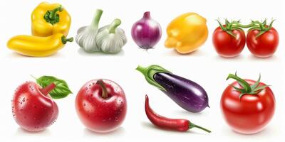 vegetables and fruits on a white background photo