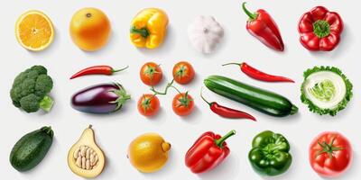 vegetables and fruits on a white background photo