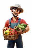 Farmer with a basket of vegetables in his hands photo