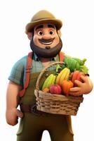 Farmer with a basket of vegetables in his hands photo