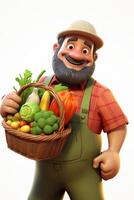 Farmer with a basket of vegetables in his hands photo