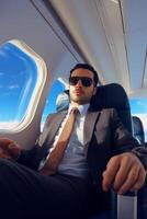 Arab businessman in a private jet photo