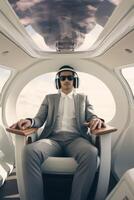 Arab businessman in a private jet photo