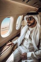 Arab businessman in a private jet photo