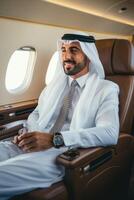 Arab businessman in a private jet photo