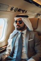 Arab businessman in a private jet photo