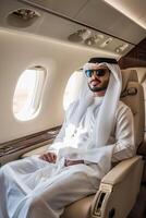 Arab businessman in a private jet photo