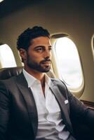 Arab businessman in a private jet photo