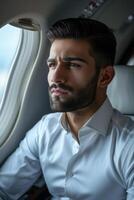 Arab businessman in a private jet photo