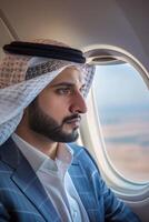 Arab businessman in a private jet photo