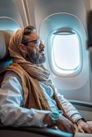 Arab businessman in a private jet photo