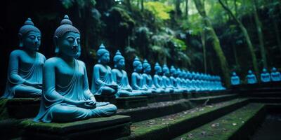 Buddha statue in green forest photo