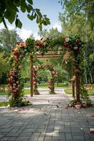 floral Boda arco en naturaleza foto