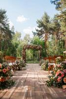 Floral wedding arch in nature photo