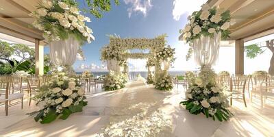 Floral wedding arch in nature photo