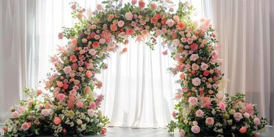 Floral wedding arch in nature photo