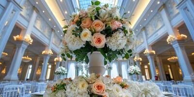 Floral wedding arch in nature photo