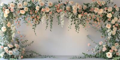 Floral wedding arch in nature photo