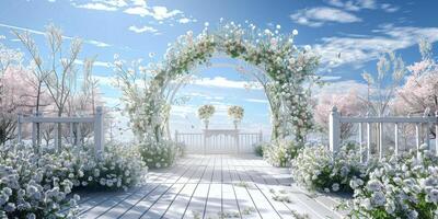 Floral wedding arch in nature photo