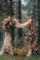 Floral wedding arch in nature photo