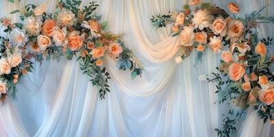 Floral wedding arch in nature photo